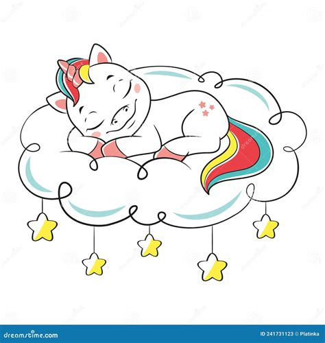 Unicornio Durmiendo En La Nube Ilustración Vectorial De Dibujos