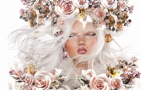 Fonds Decran Roses Visage Blondeur Fille 3d Graphiques Filles Télécharger Photo