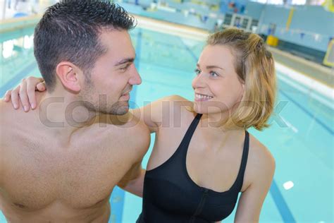 Couple Swimming Pool Relationship Concept Stock Image Colourbox