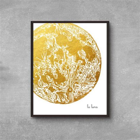 Digital La Luna Poster The Moon Gold Foil Art Print Download Instant