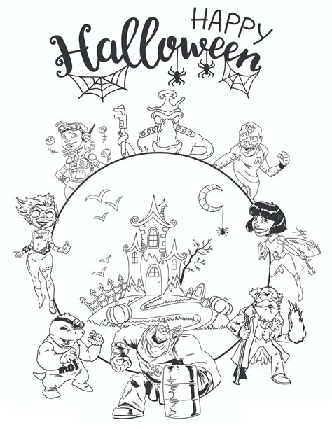 Omalovánka Kreslený Veselý Halloween K Vytisknutí Zdarma