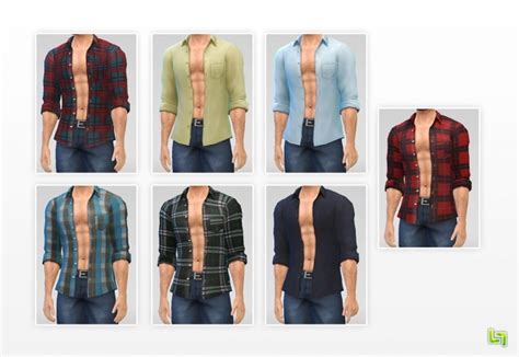 Open Rolled Shirts Sims 4 Male Clothes
