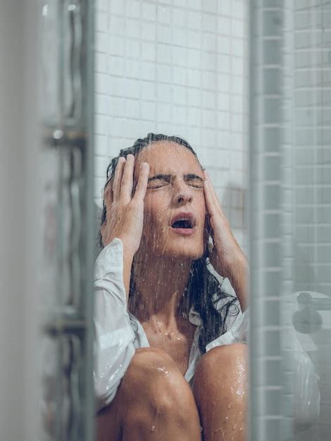 Premium Photo Sad Woman Crying In Shower