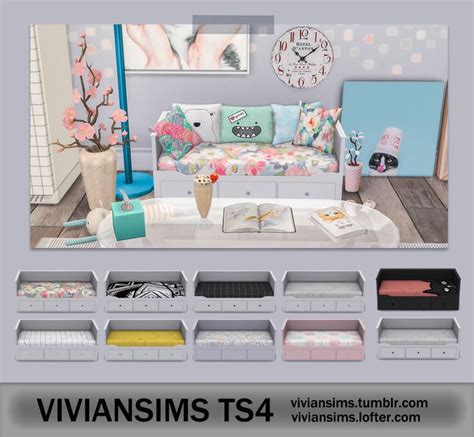 Viviansims Studio — Candy Color And Black And White Sims 4 Bedroom