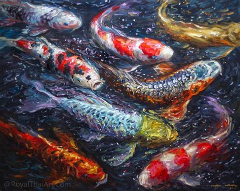 Feng Shui Koi Fish Painting Painting By Nannapha Aiamlaaiad Saatchi Art