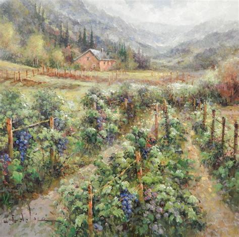 European Vineyard Oil Painting By W Eddie Artfinder