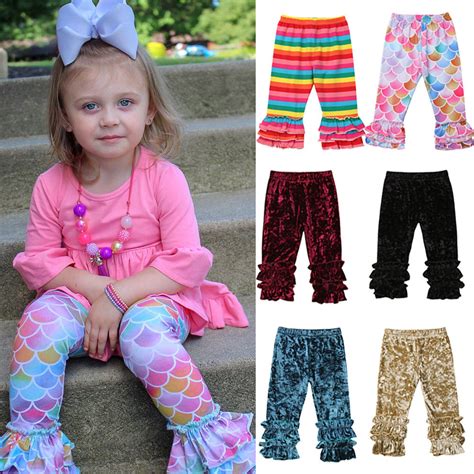 1 6 Years Toddler Baby Girls Kids Pants Ruffles Rainbow Pants Princess