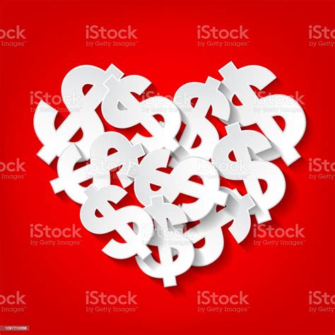 Dollar From Paper Fill In Heart Shape Stock Illustration Download