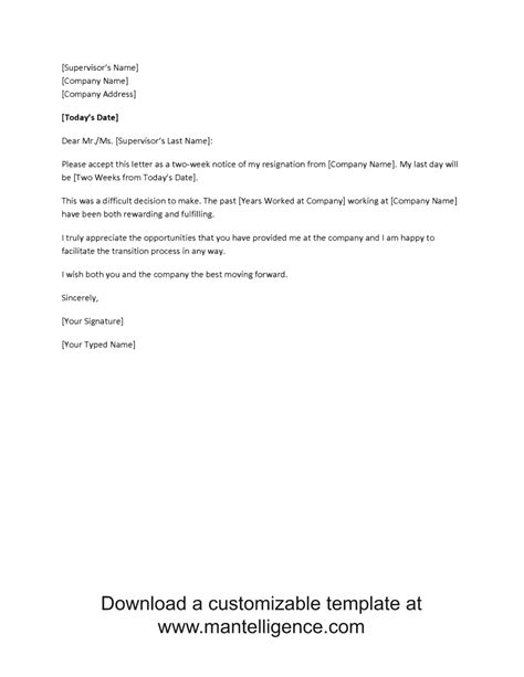 Bbb a+ rated business · 100% money back guarantee Two Weeks Notice Letter Template | e-commercewordpress