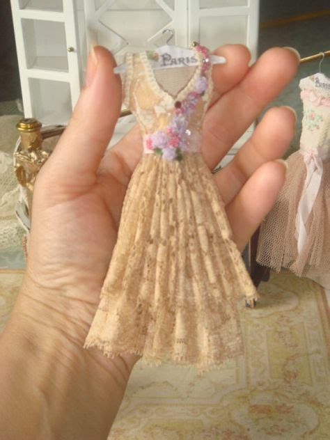 handmade 1 12th scale silk dollhouse miniature dress with silk ribbon roses miniatures