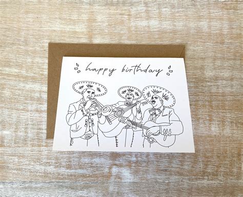 Mariachi Birthday Card Includes Envelope Fiesta Birthday Etsy