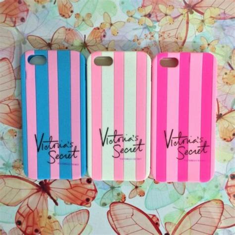 Victorias Secret Pink Luxe Soft Rubber Stripe Case Covers For Iphone