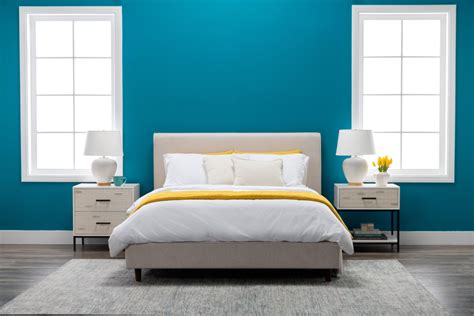 Colorful Bedroom With Neutral Colored Pieces Featuring The Dean Sand
