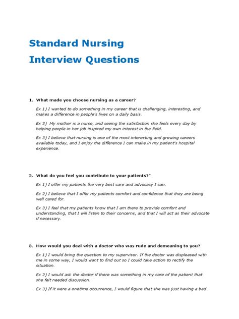 Nursing Interview Questions Nursing Patient