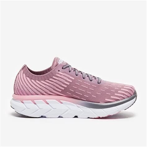 Hoka Womens Clifton 5 Knit Cameo Pink Womens Shoes Prodirect Running