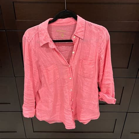 Lilly Pulitzer Tops Lilly Pulitzer Sea View Linen Shirt Poshmark