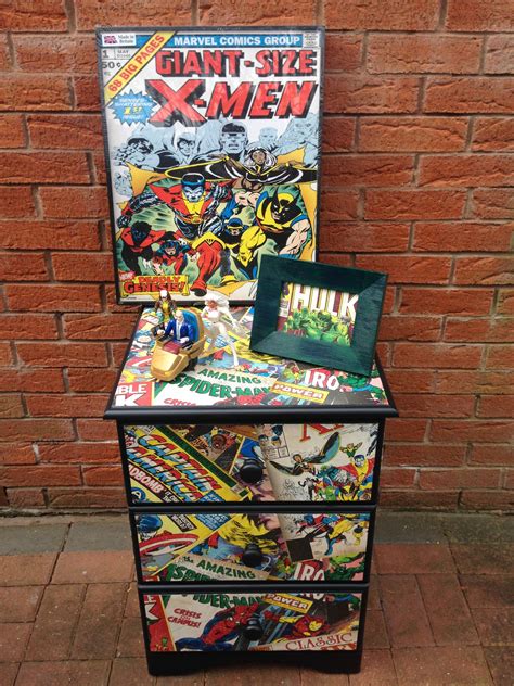Bespoke Marvel Upcycled Bedside Table Used Black Wood Paint And