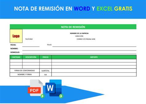 Formatos De Notas De Remisión En Word Y Excel Gratis