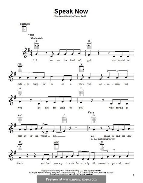 Speak Now By T Swift Piano Notes Songs Taylor Swift Guitar Lyrics