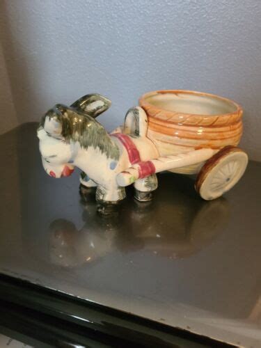 Vintage Donkey Pulling Cart Planter Made In Occupied Japan Ebay