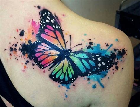 This watercolor temporary butterfly tattoo looks like the perfect example! Watercolor tattoo - Watercolor butterfly... - TattooViral ...