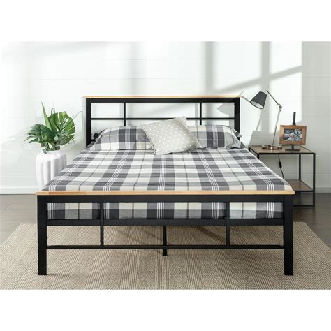 Zinus Urban Metal And Wood Black Full Platform Bed Frame Hd Hbpbc 14f