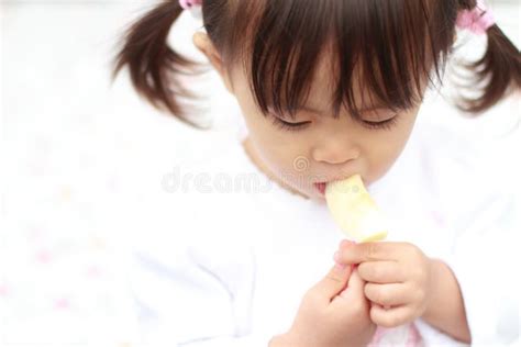 Japanese Girl Eating An Apple Stock Image Image Of Japanese Small