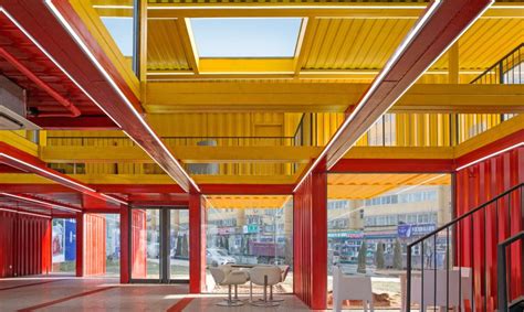 Shipping Containers Are Transformed Into A Colorful Office And Showroom