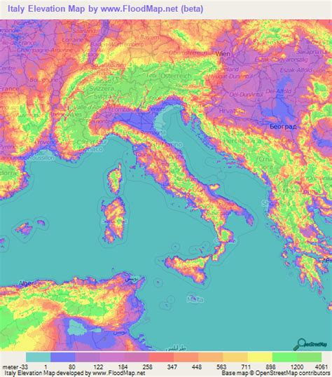 Italy Elevation And Elevation Maps Of Cities Topographic Map Contour
