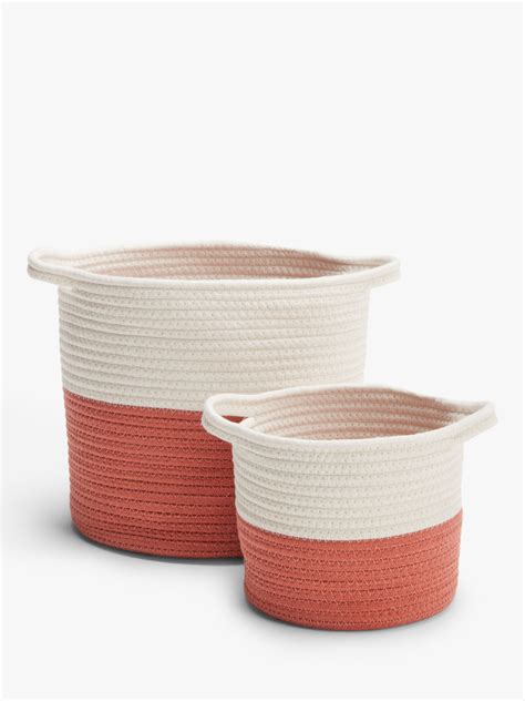 John Lewis Anyday Cotton Rope Storage Baskets Set Of 2 Orange