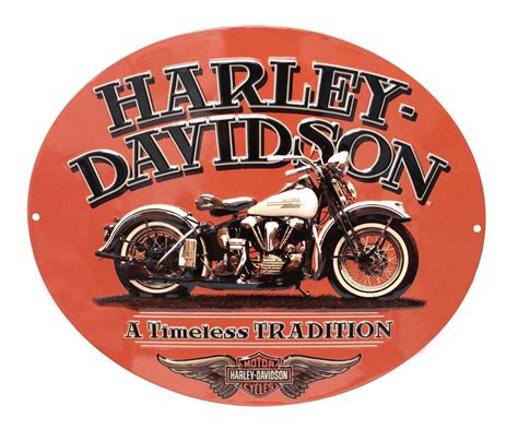 Harley Davidson Embossed Timeless Vintage Motorcycle Tin Sign Orange