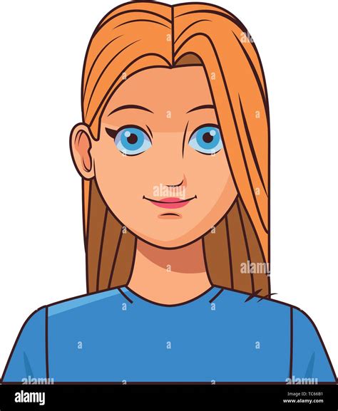 Mujer Joven Personaje De Dibujos Animados De Avatar Foto De Perfil Imagen Vector De Stock Alamy