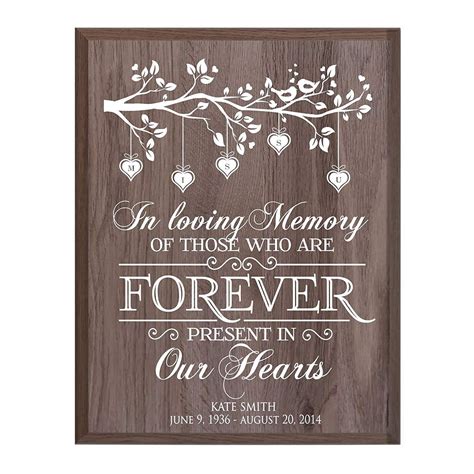 Custom Engraved Memorial Wooden Wall Plaque Present In Our Hearts 12x15