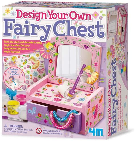 Juegos educativos para niños de todas las edades y para jugar en familia. 4M - Paint & Make Your Own Fairy Mirror Chest, Juego de Creatividad (004M2738)
