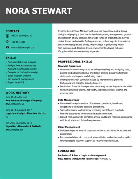 Key Account Manager Best Resume Examples