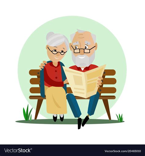 Old Couple Sitting On A Bench In Park Royalty Free Vector