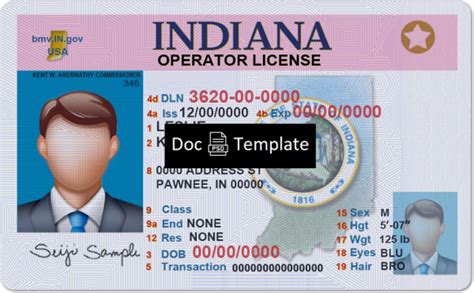 Us Indiana Driver License Template Psd Psd Templates