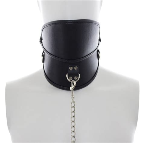 Bdsm Slave Neck Collar With Metal Chain Pu Leather Slave Mask For Women
