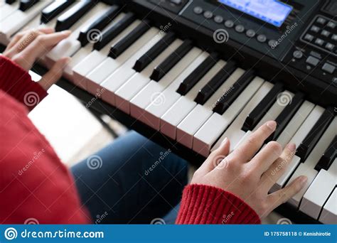 Little Girl Hand Playing Piano Keyboard Stock Photo Image Of Musician