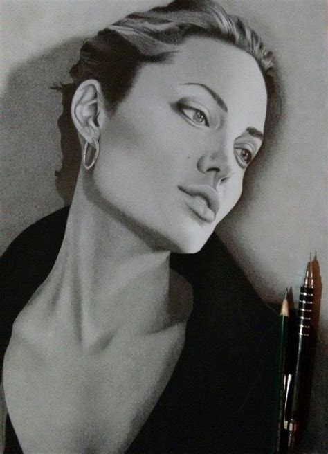 Retrato De Angelina Jolie Retratos Bocetos De Retrato Angelina Jolie
