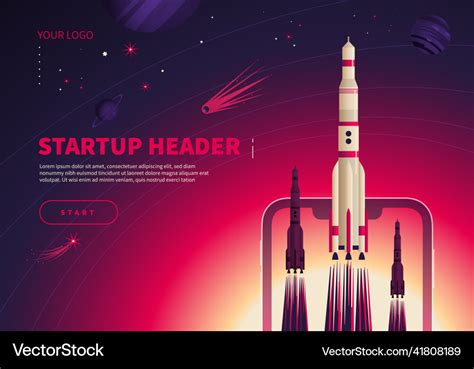 Rocket Startup Concept Banner Royalty Free Vector Image