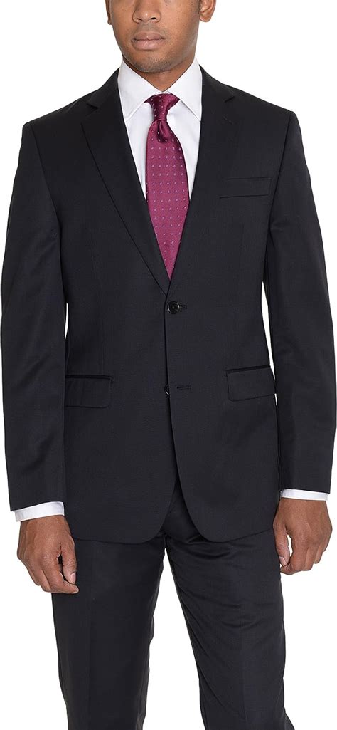 Montefino Uomo Classic Fit Black Two Button 100 Super 120s Wool Suit