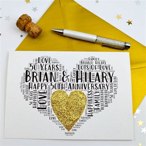 Here are a few phrases and tips you can use for writing 50th wedding anniversary sayings: Personalised 50th Wedding Anniversary Love Sparkle Card By Sew Very English | notonthehighstreet.com