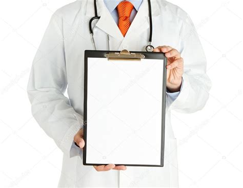 Doctor Holding Blank Clipboard With Copy Space — Stock Photo © Rangizzz