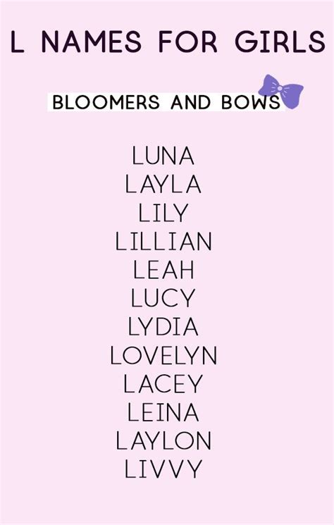 Girl Names that Start with L | Bloomers and Bows | Baby Name Lists | L girl names, Baby girl ...