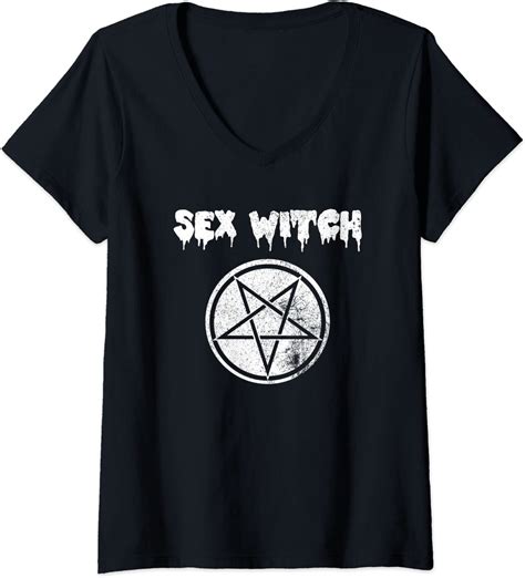womens halloween sex witch funny kinky costume party humor v neck t shirt clothing