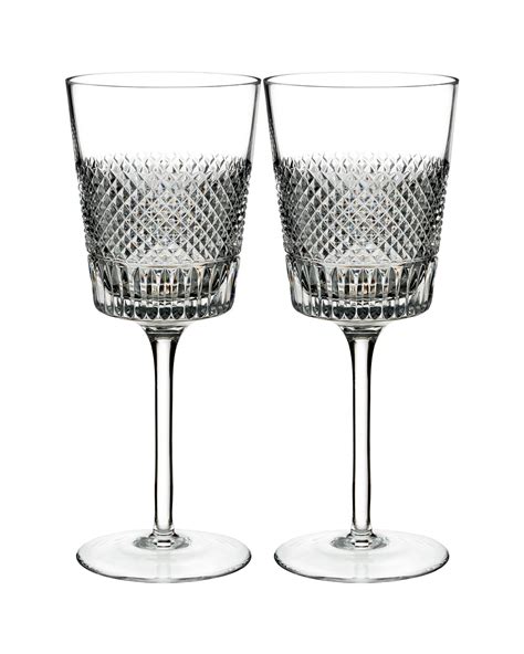 Waterford Crystal Diamond Line Wine Glasses Set Of Two Neiman Marcus