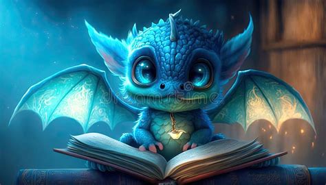 A Charming Cute Baby Dragon Realistic Illustration Of A Fantasy