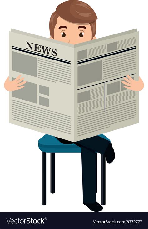 Man Reading Newspaper Cartoon Design Royalty Free Vector