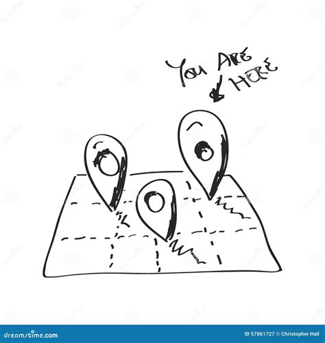 Simple Doodle Of A Location Map Stock Vector Illustration Of Drawing